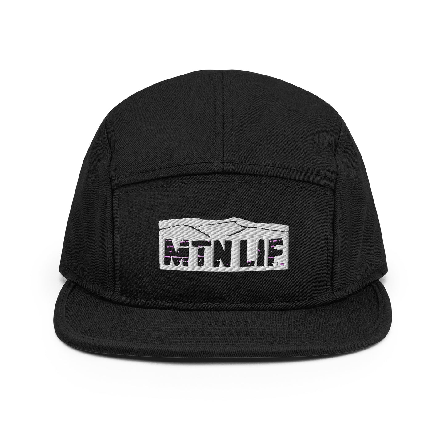 MTN LIF™ 5 Panel Camper Hat- embroidered SILVER mtn logo