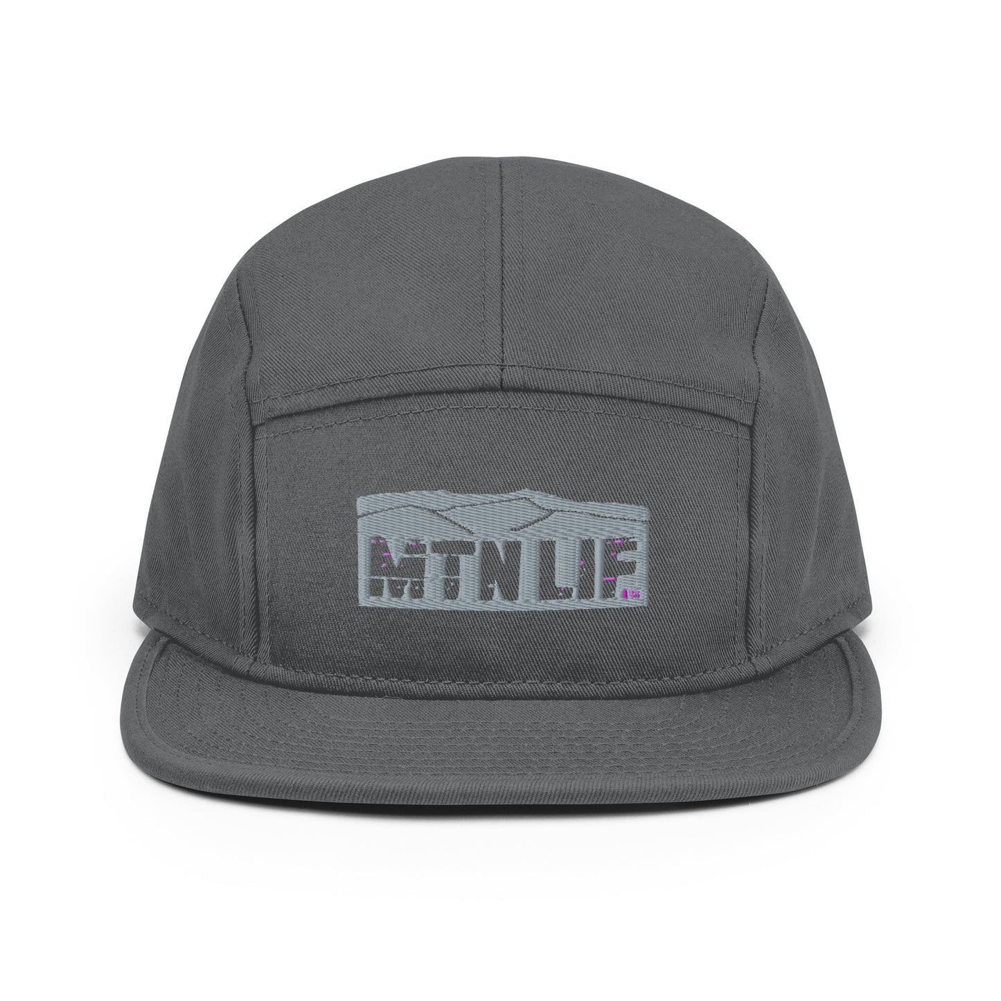 MTN LIF™ 5 Panel Camper Hat- embroidered GREY mtn logo