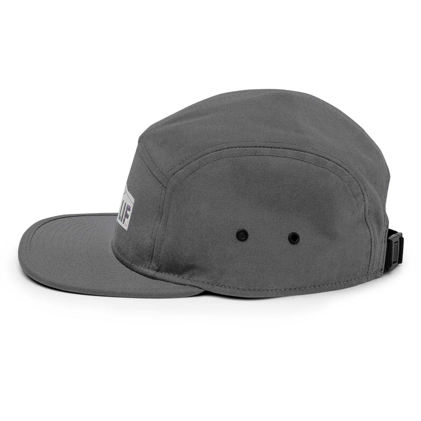 MTN LIF™ 5 Panel Camper Hat- embroidered SILVER mtn logo
