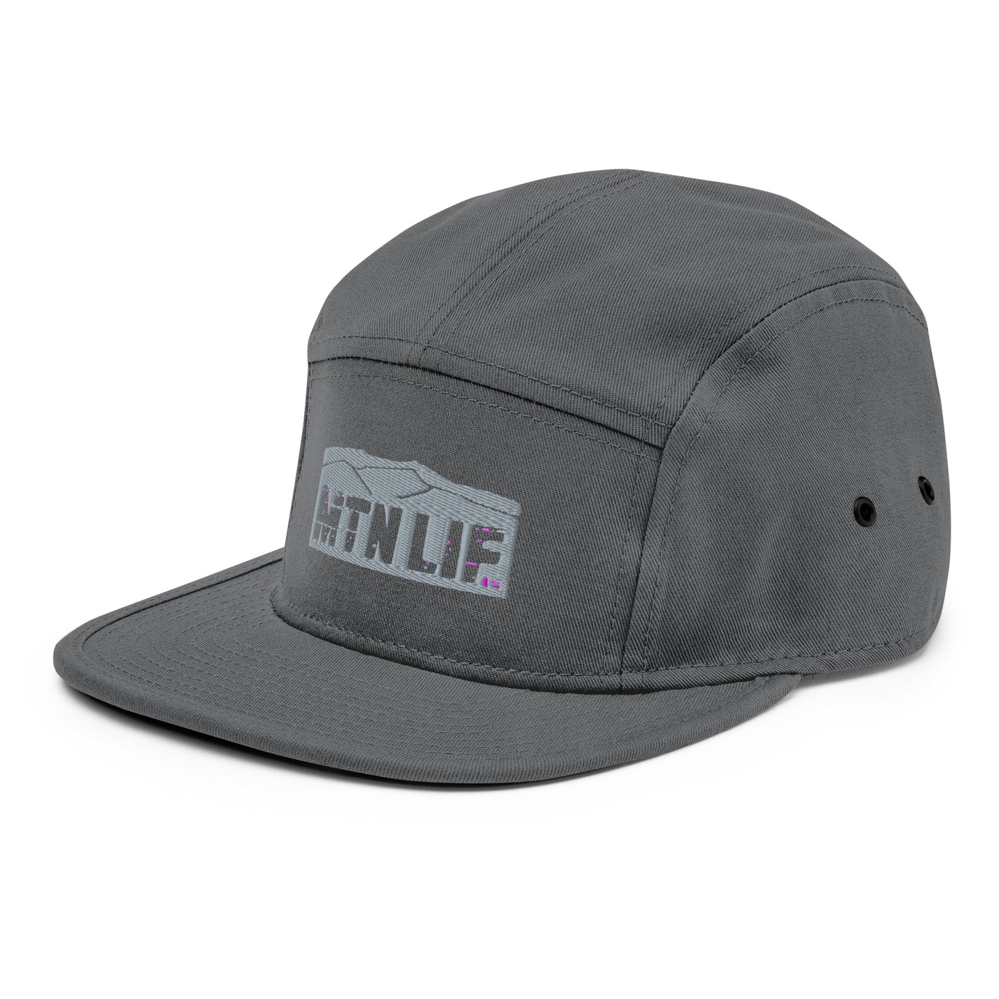 MTN LIF™ 5 Panel Camper Hat- embroidered GREY mtn logo