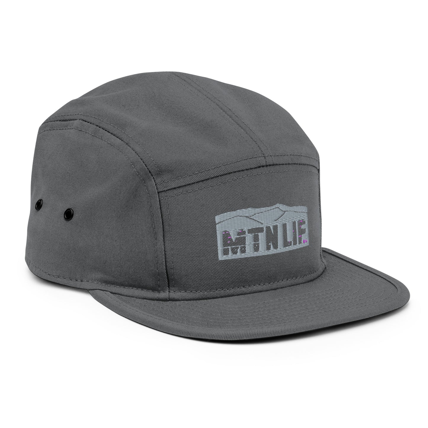 MTN LIF™ 5 Panel Camper Hat- embroidered GREY mtn logo