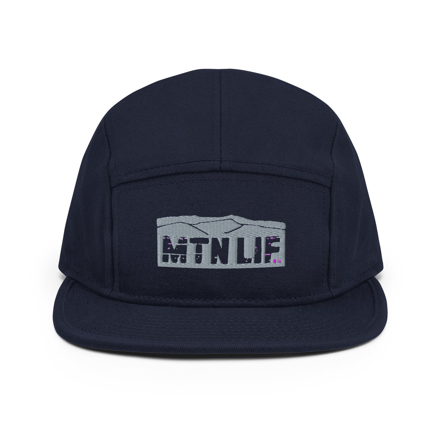 MTN LIF™ 5 Panel Camper Hat- embroidered GREY mtn logo