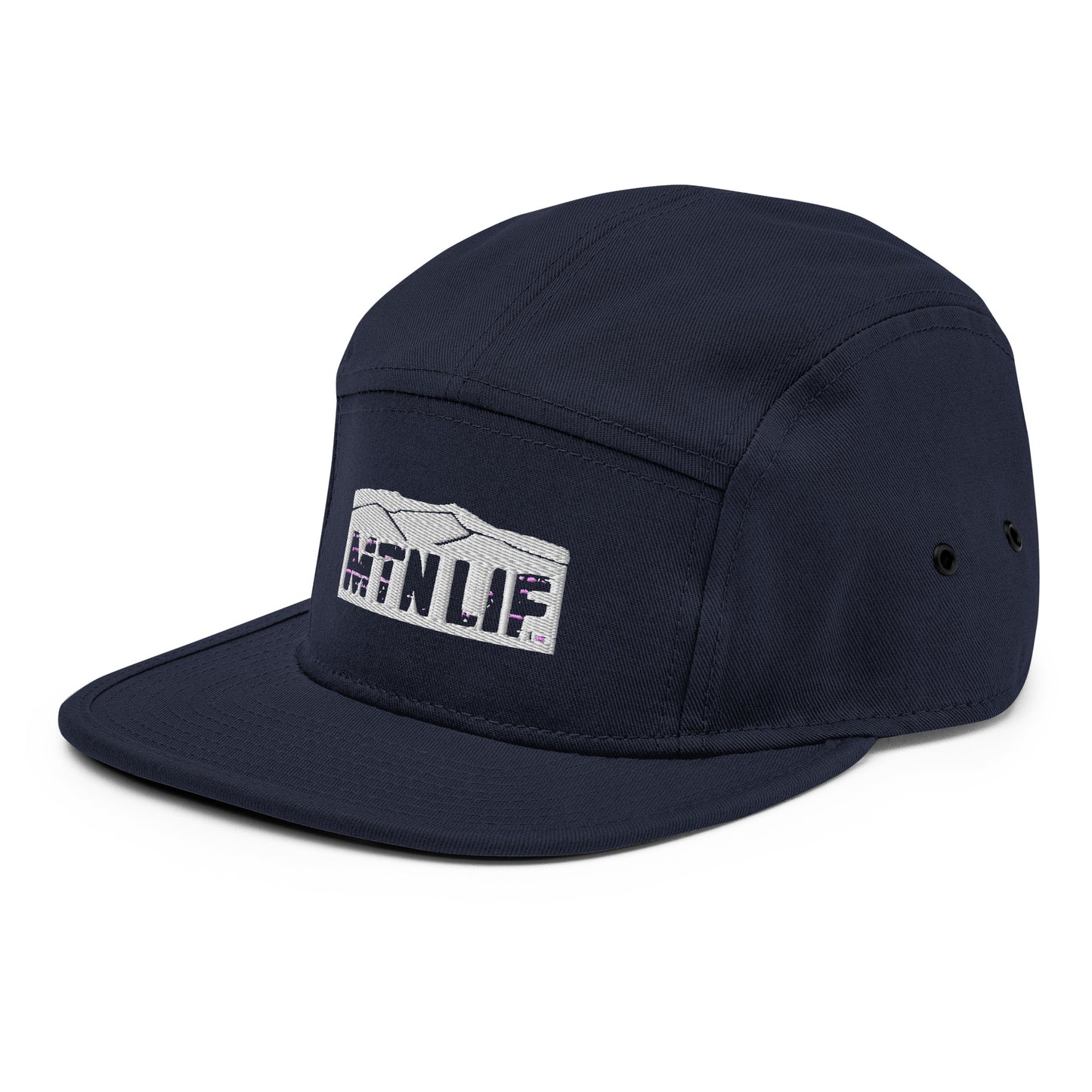 MTN LIF™ 5 Panel Camper Hat- embroidered SILVER mtn logo