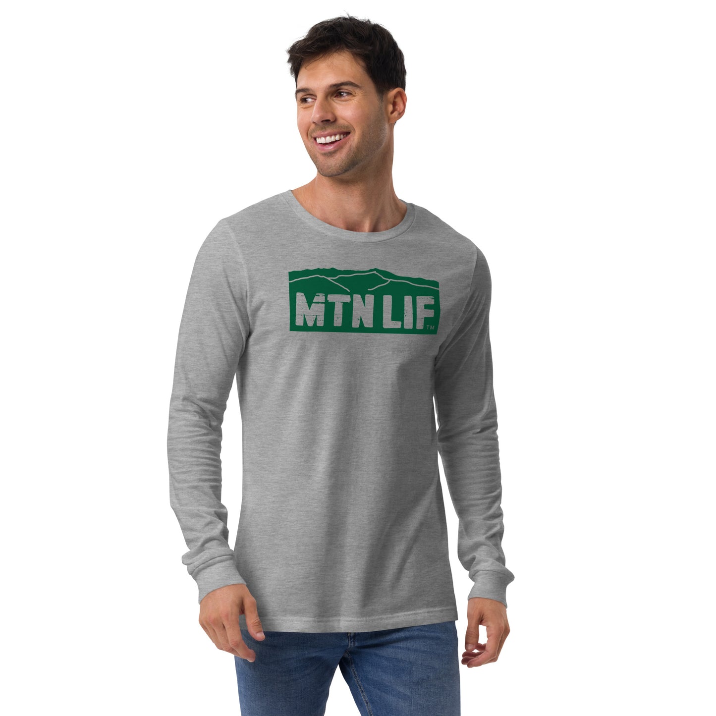 MTN LIF™ Unisex Long Sleeve Tee- GREEN mtn logo