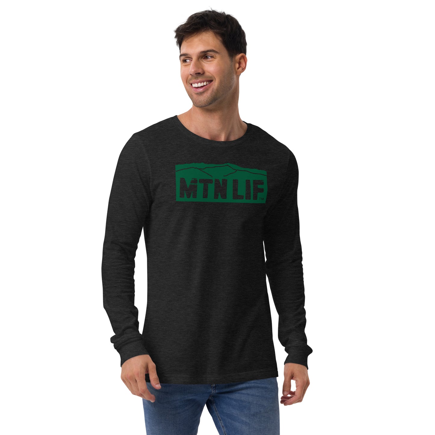 MTN LIF™ Unisex Long Sleeve Tee- GREEN mtn logo