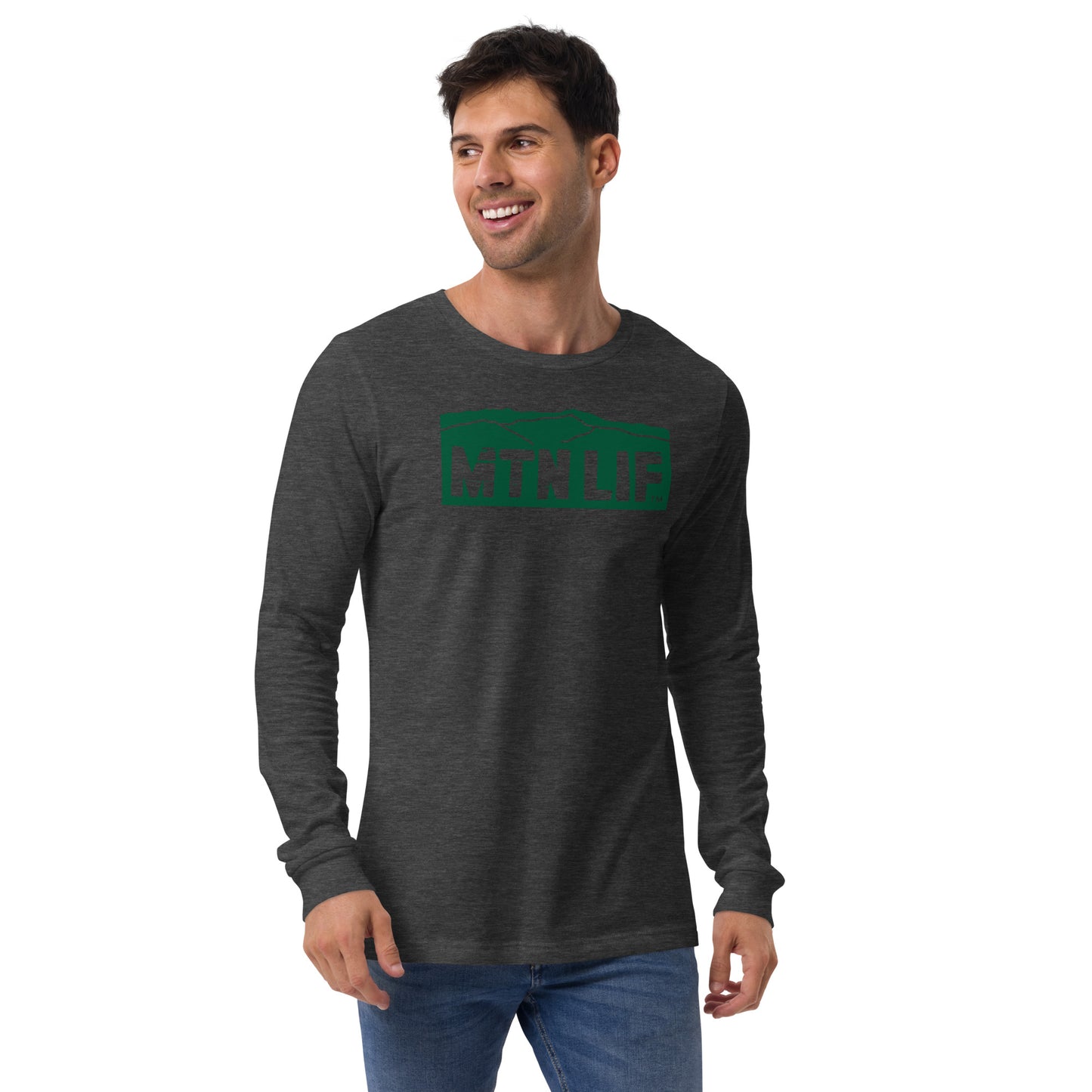 MTN LIF™ Unisex Long Sleeve Tee- GREEN mtn logo