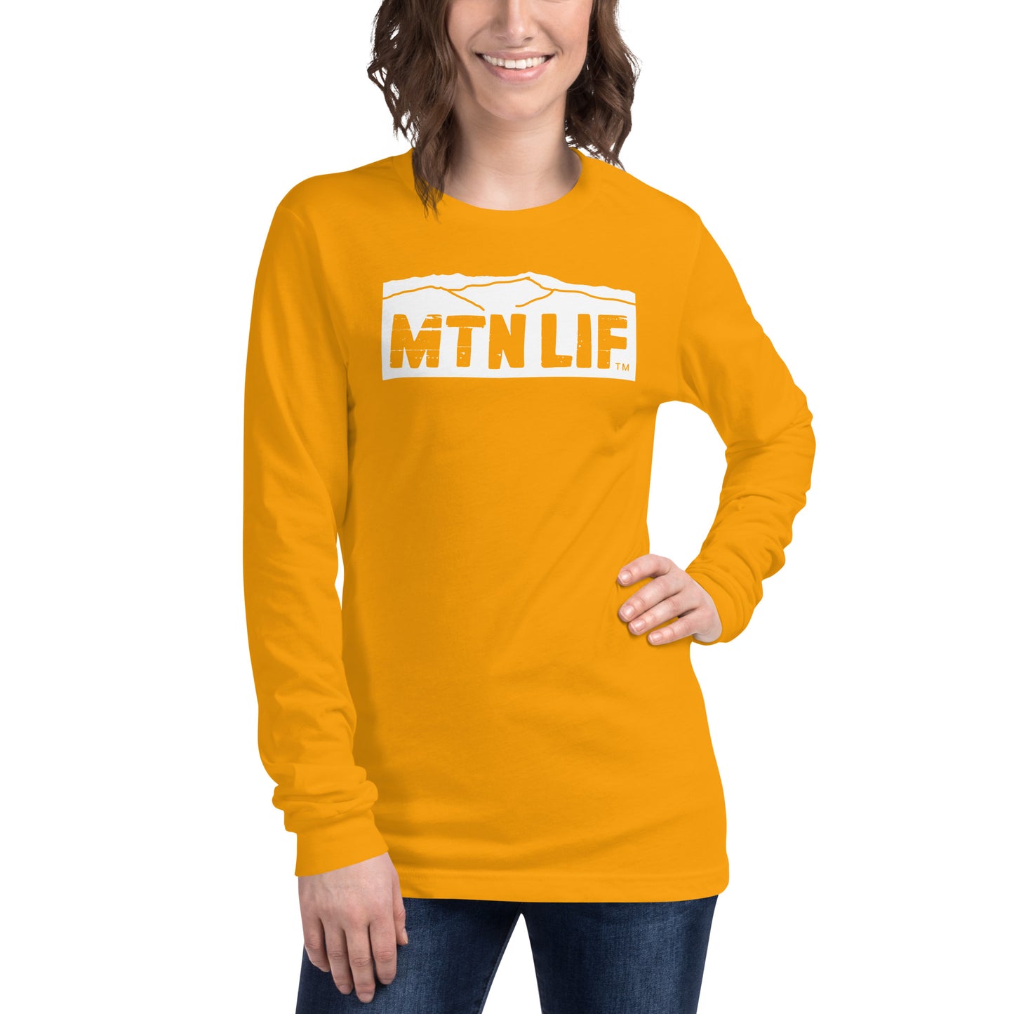 MTN LIF™ Unisex Long Sleeve Tee- WHITE mtn logo
