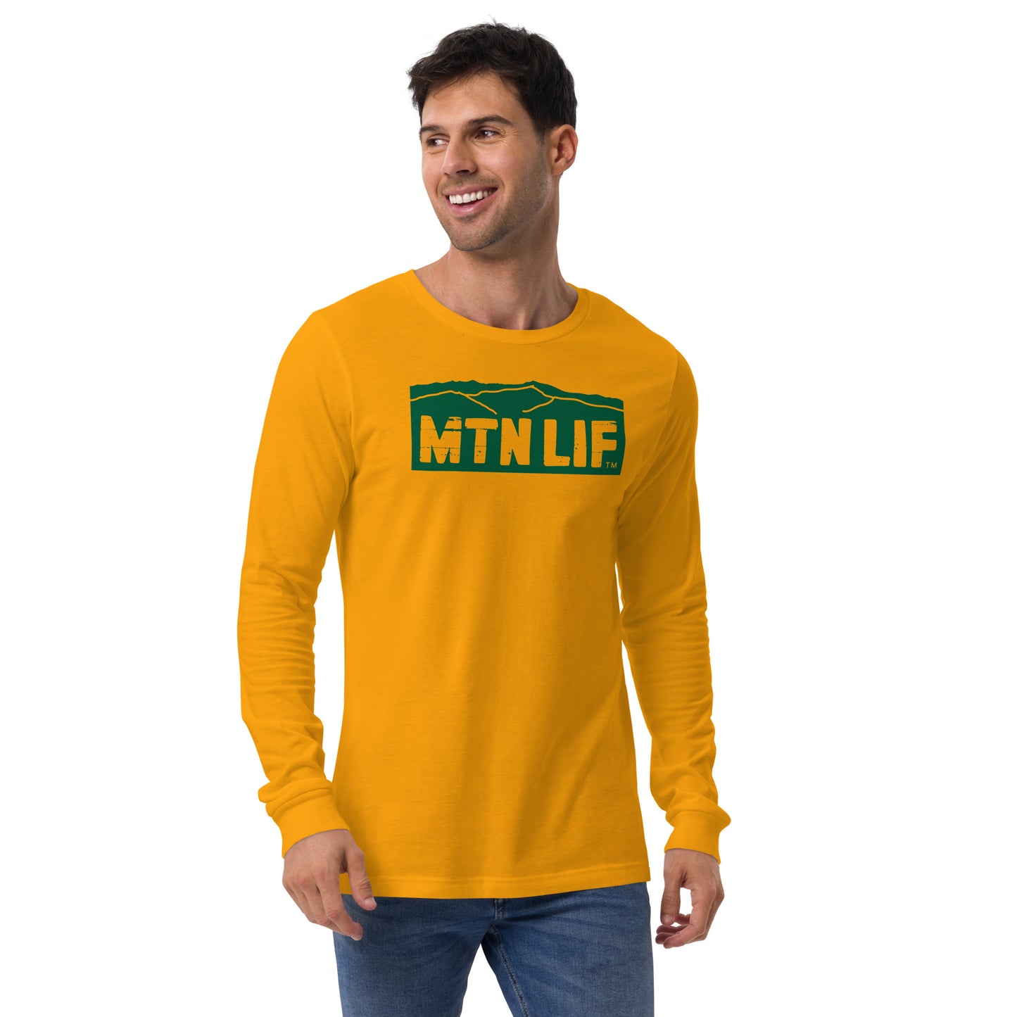 MTN LIF™ Unisex Long Sleeve Tee- GREEN mtn logo