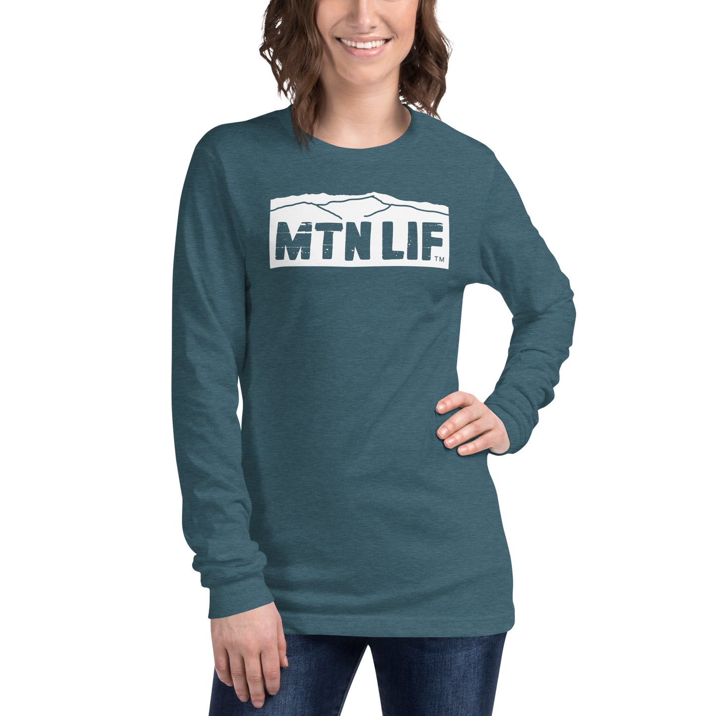 MTN LIF™ Unisex Long Sleeve Tee- WHITE mtn logo