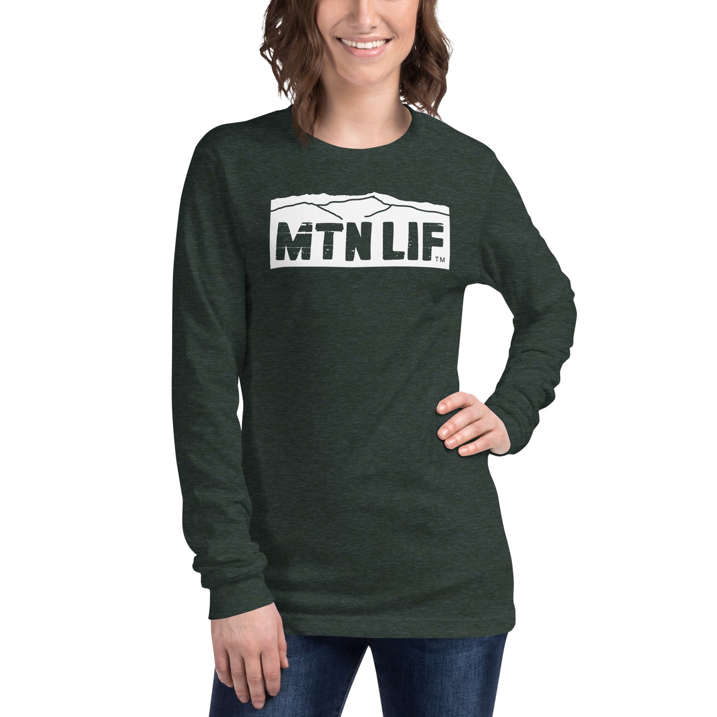 MTN LIF™ Unisex Long Sleeve Tee- WHITE mtn logo