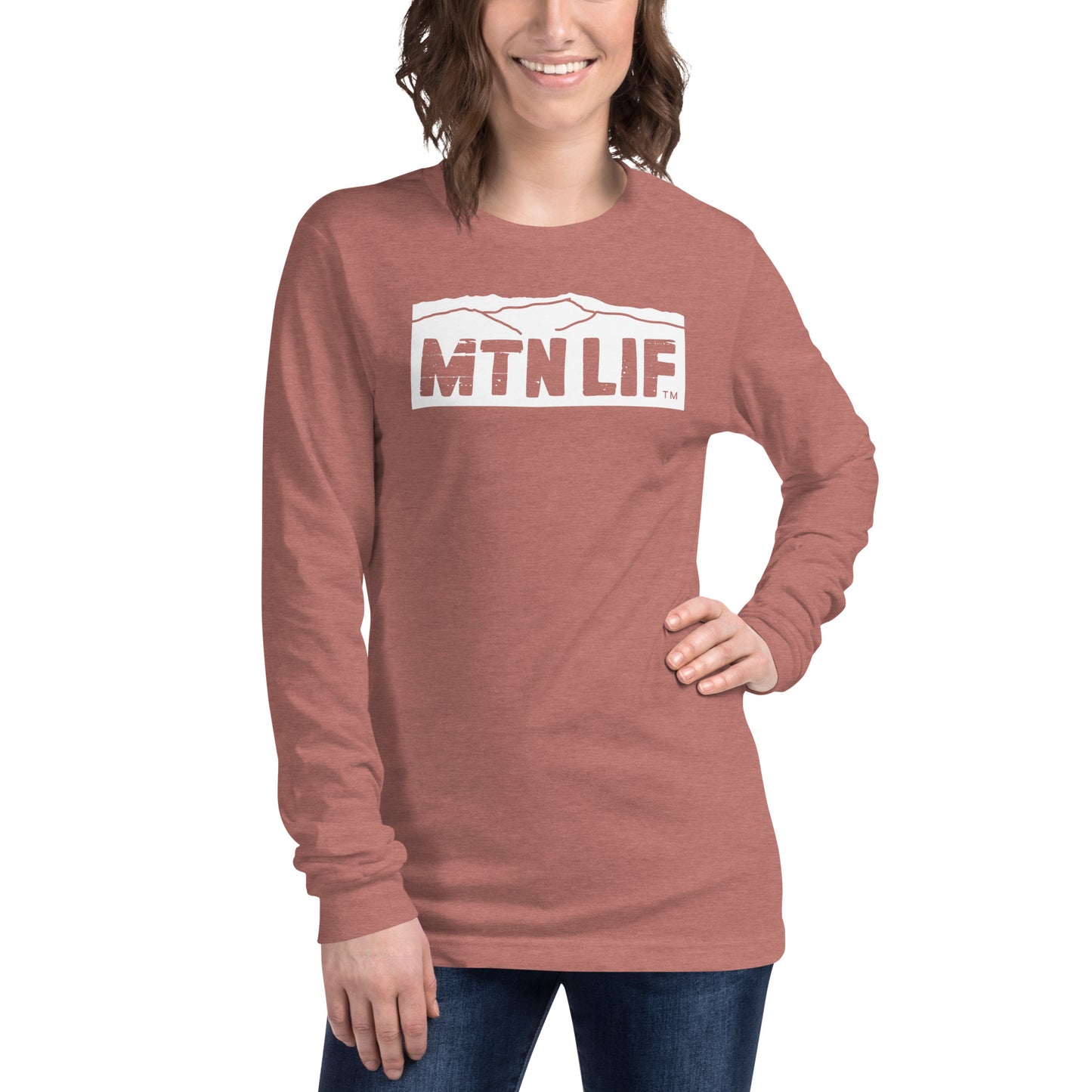 MTN LIF™ Unisex Long Sleeve Tee- WHITE mtn logo