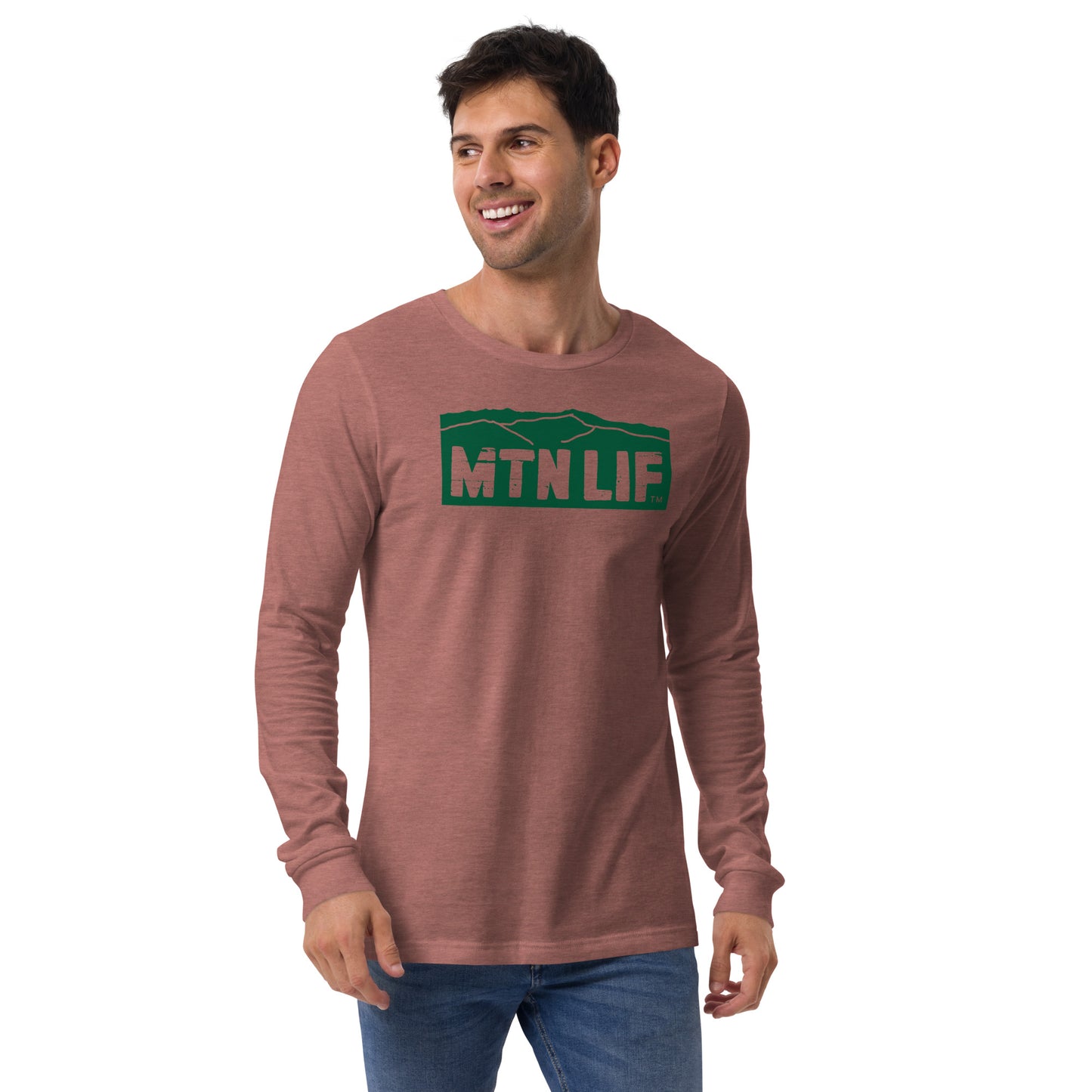 MTN LIF™ Unisex Long Sleeve Tee- GREEN mtn logo