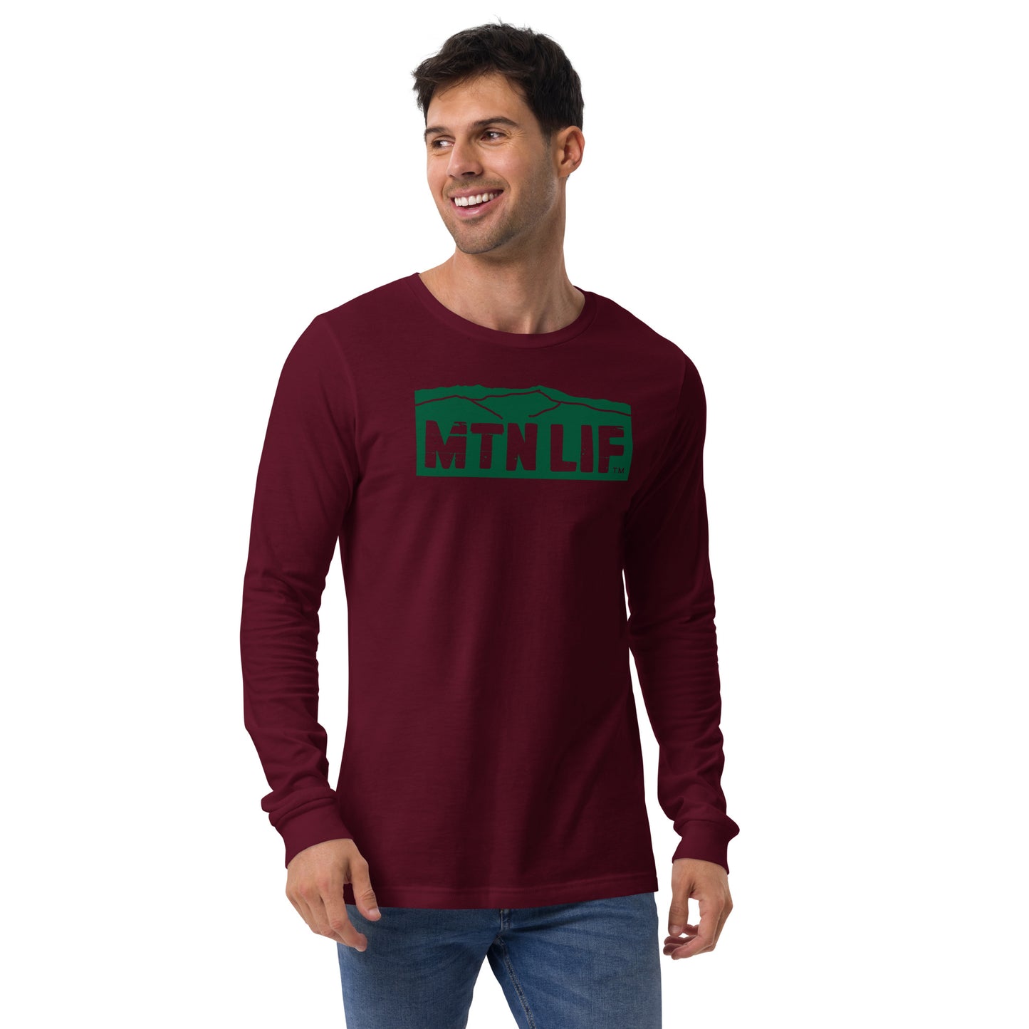 MTN LIF™ Unisex Long Sleeve Tee- GREEN mtn logo