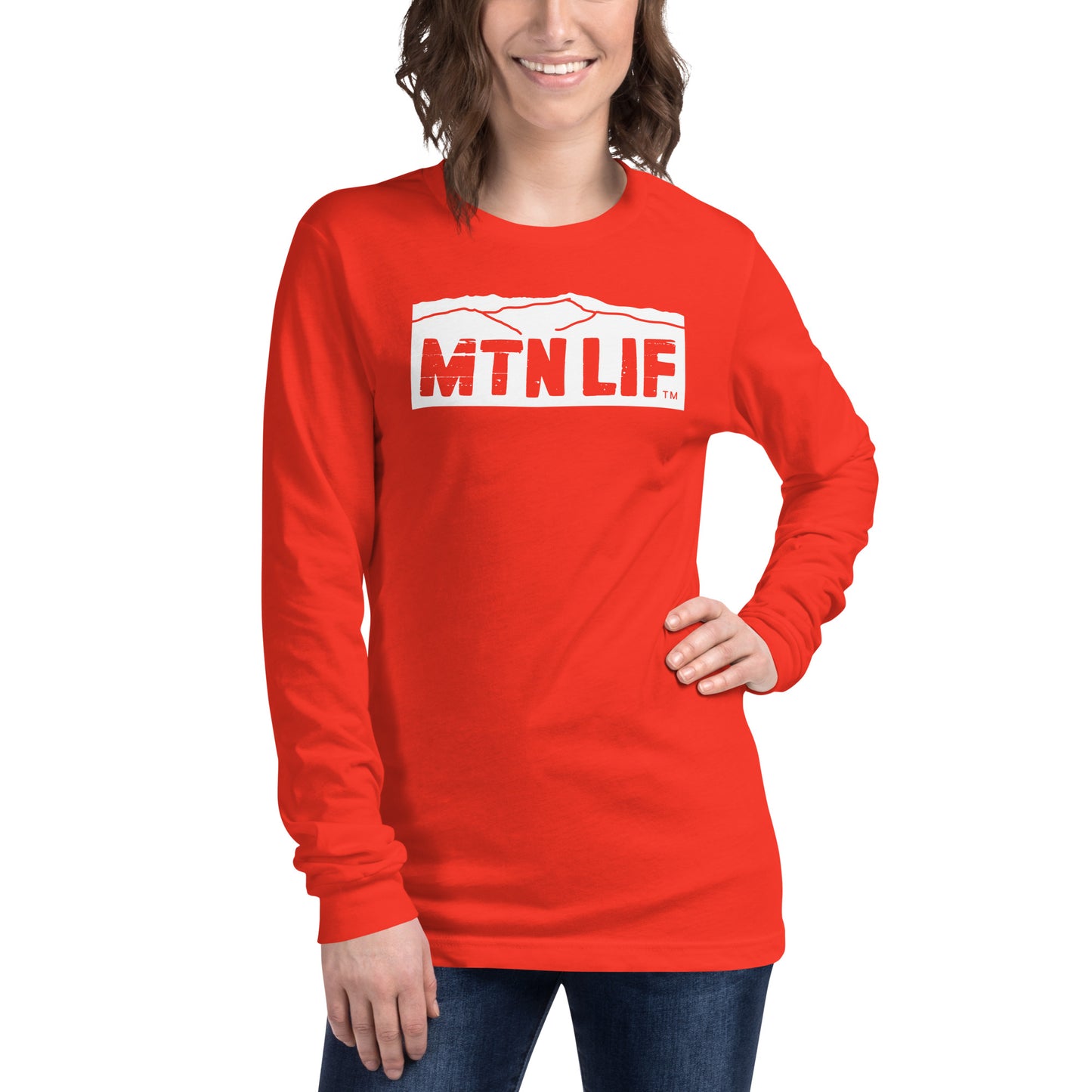 MTN LIF™ Unisex Long Sleeve Tee- WHITE mtn logo
