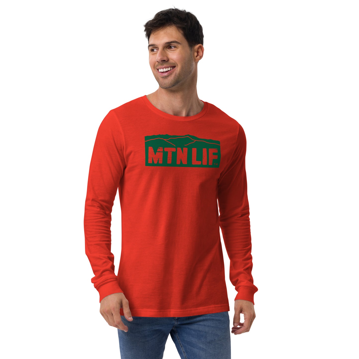 MTN LIF™ Unisex Long Sleeve Tee- GREEN mtn logo