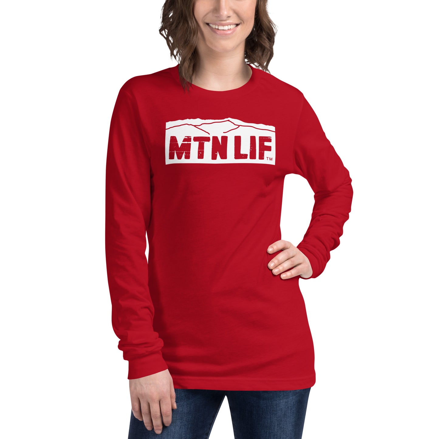 MTN LIF™ Unisex Long Sleeve Tee- WHITE mtn logo