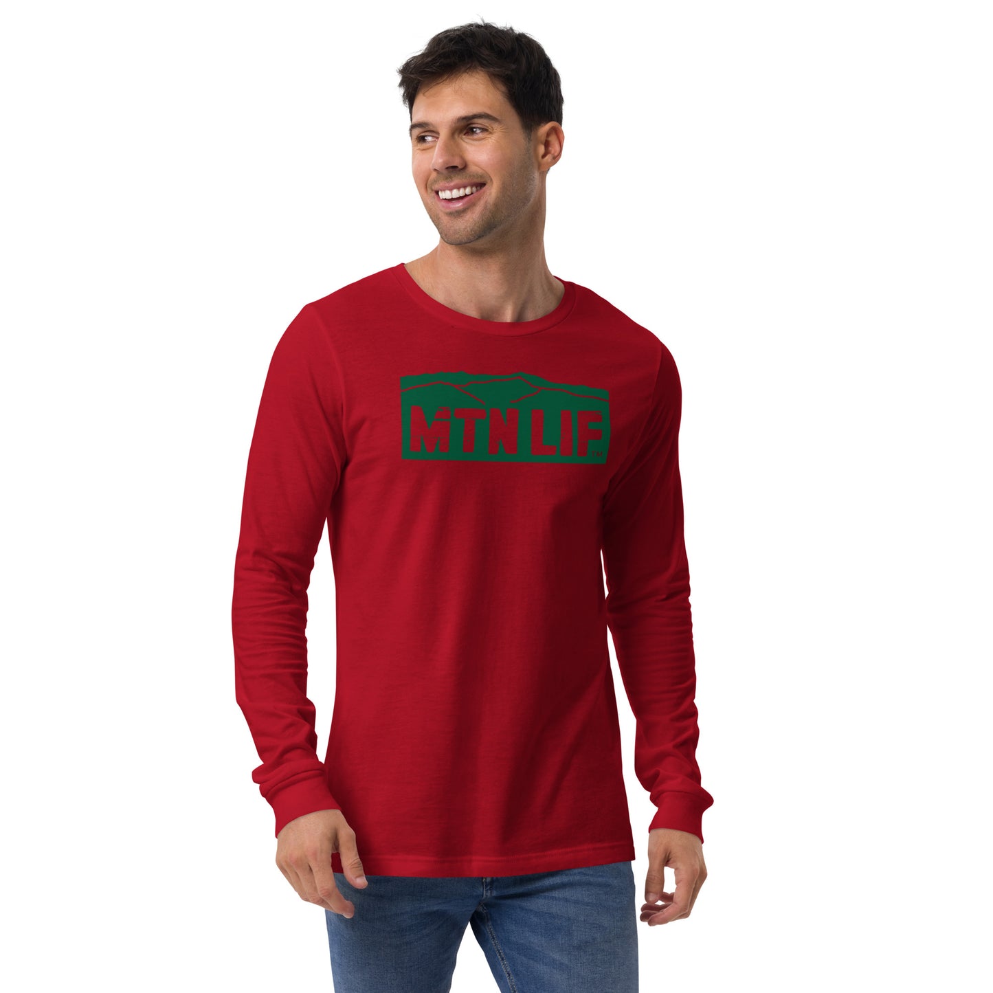 MTN LIF™ Unisex Long Sleeve Tee- GREEN mtn logo