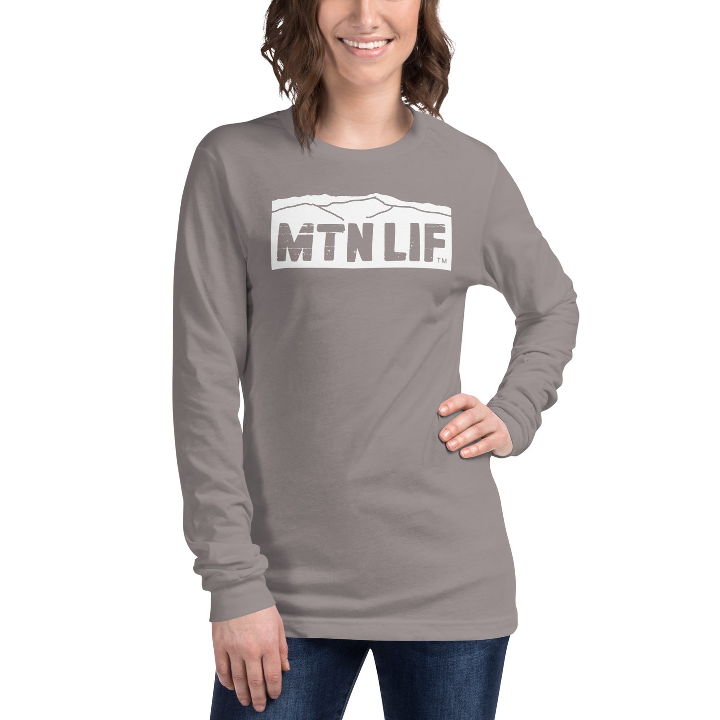 MTN LIF™ Unisex Long Sleeve Tee- WHITE mtn logo