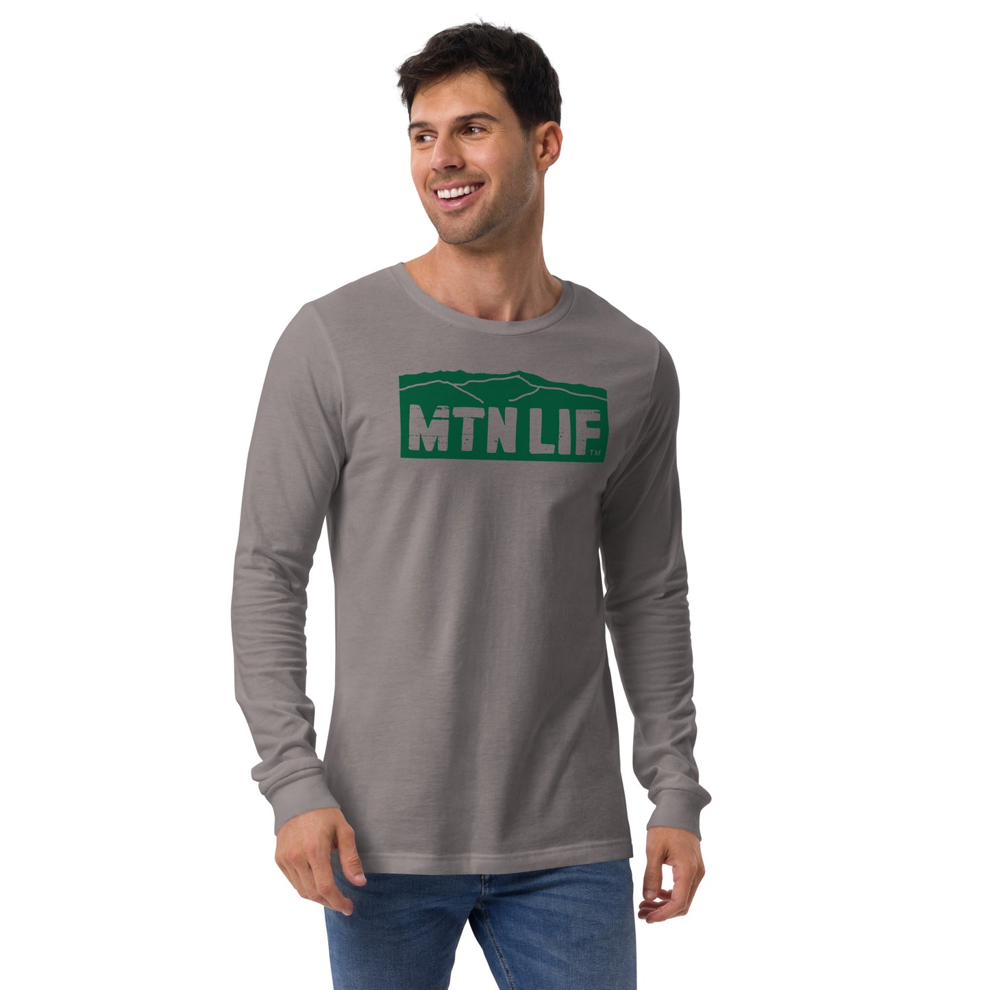 MTN LIF™ Unisex Long Sleeve Tee- GREEN mtn logo