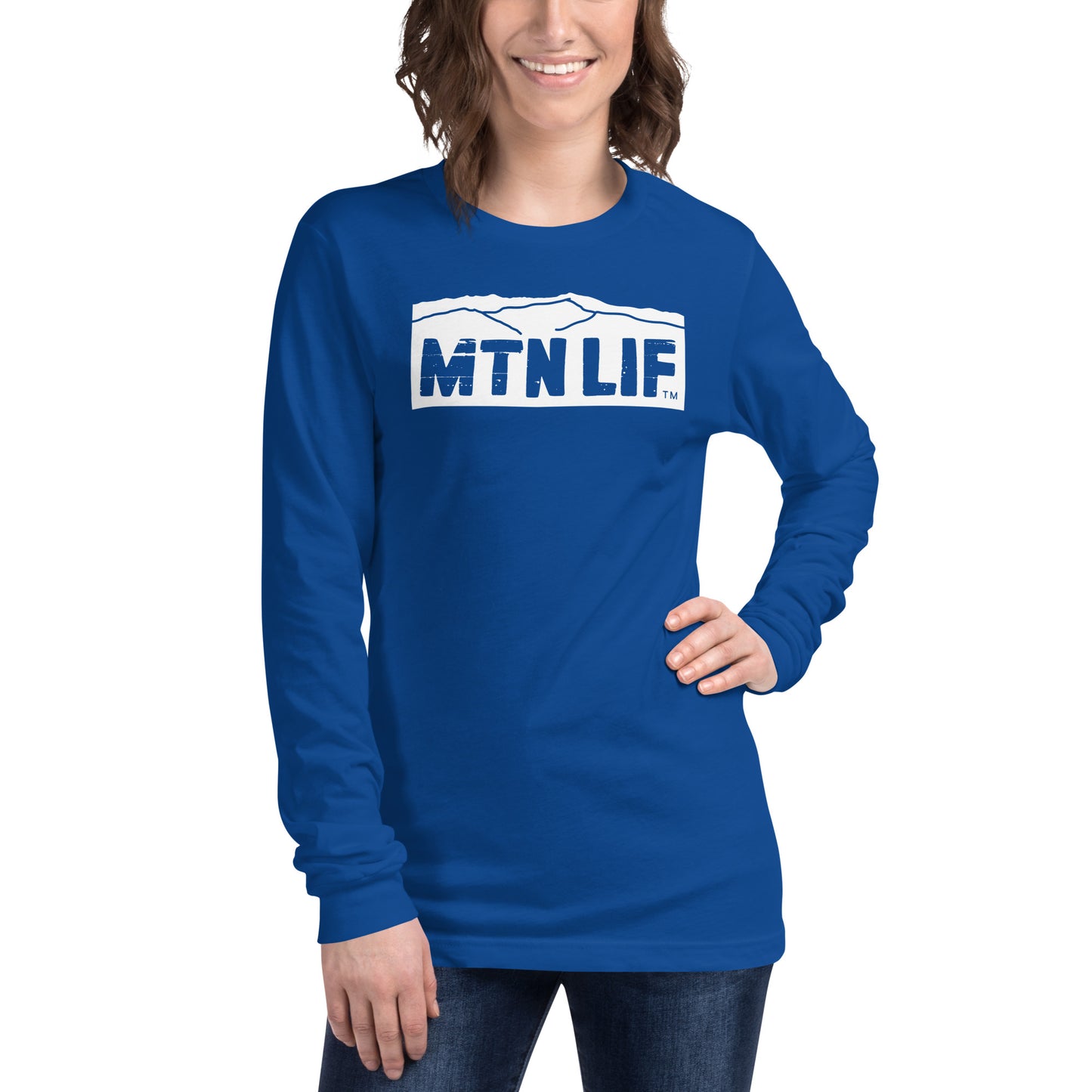 MTN LIF™ Unisex Long Sleeve Tee- WHITE mtn logo