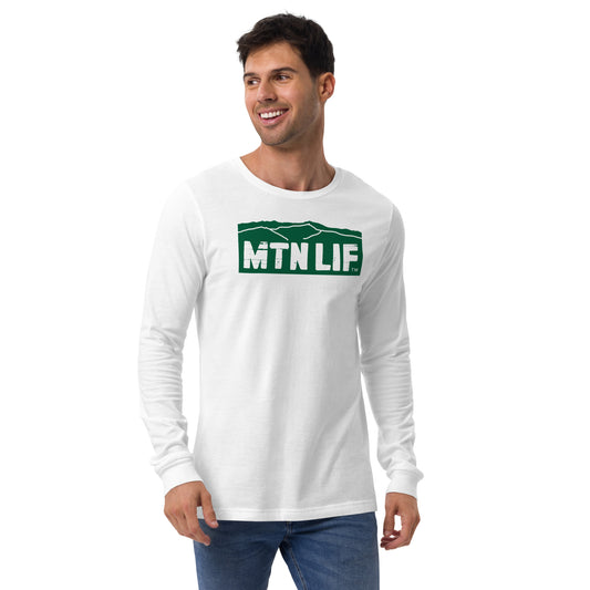 MTN LIF™ Unisex Long Sleeve Tee- GREEN mtn logo