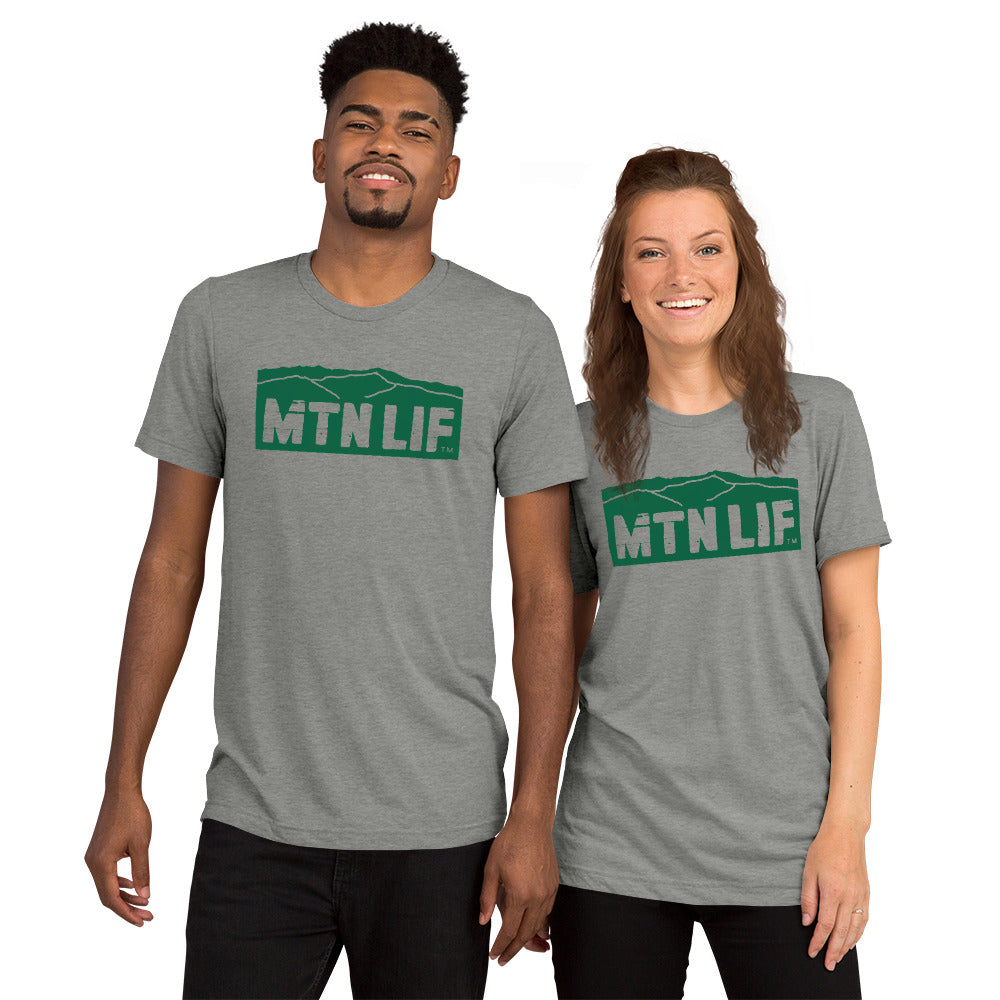 MTN LIF™ Unisex TRIBLEND short sleeve tee- GREEN mtn logo