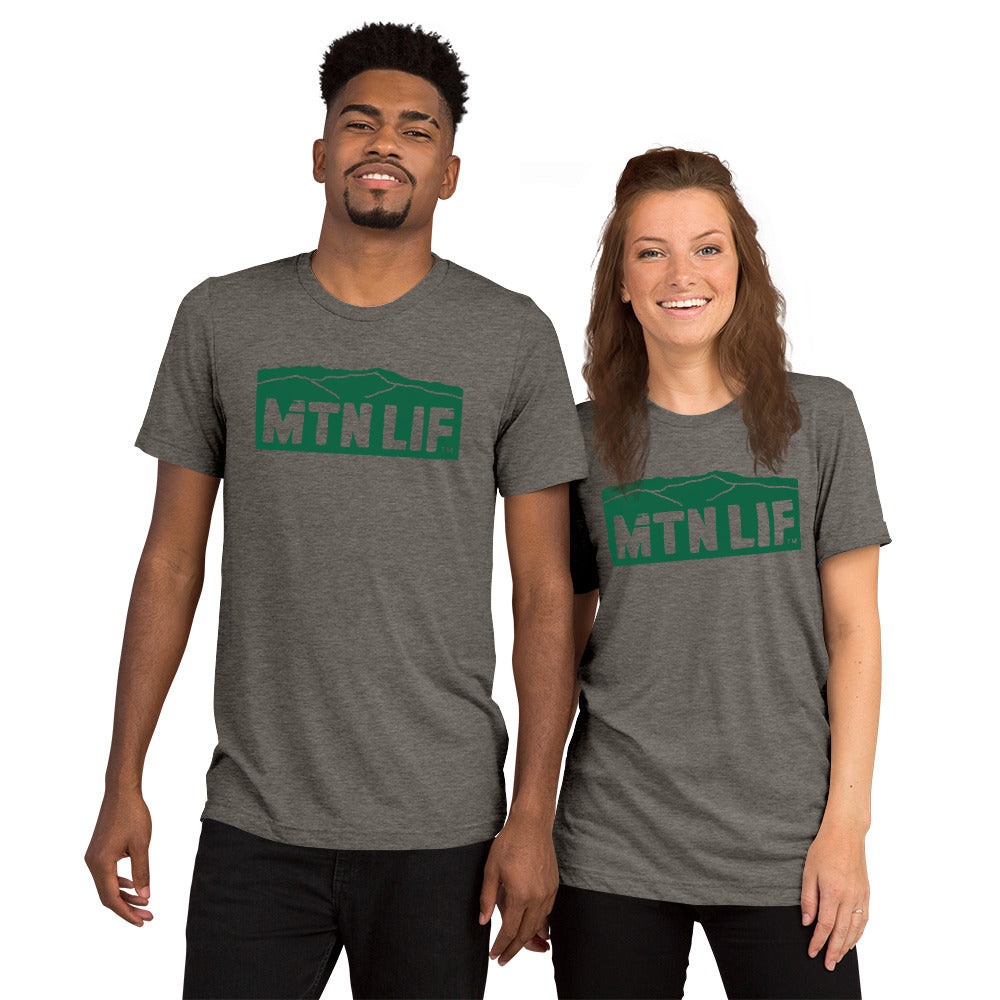 MTN LIF™ Unisex TRIBLEND short sleeve tee- GREEN mtn logo