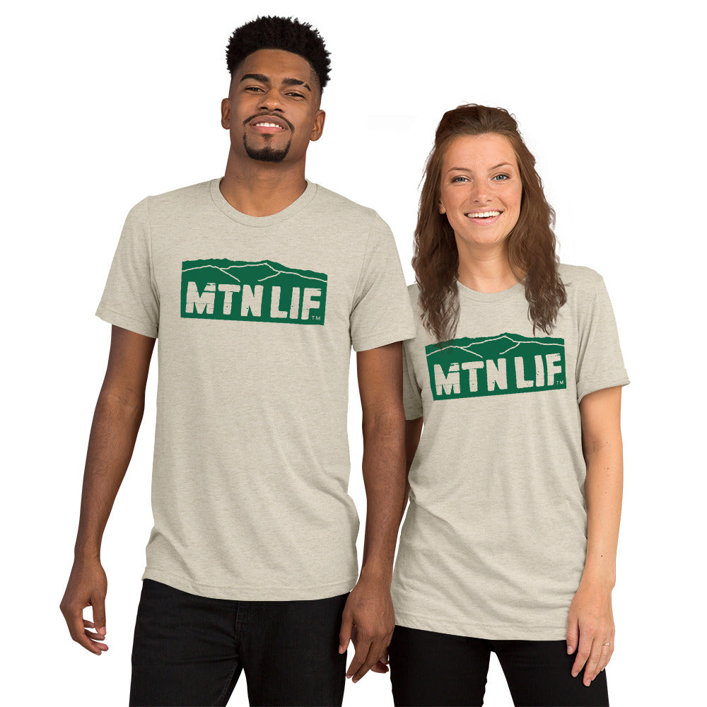 MTN LIF™ Unisex TRIBLEND short sleeve tee- GREEN mtn logo