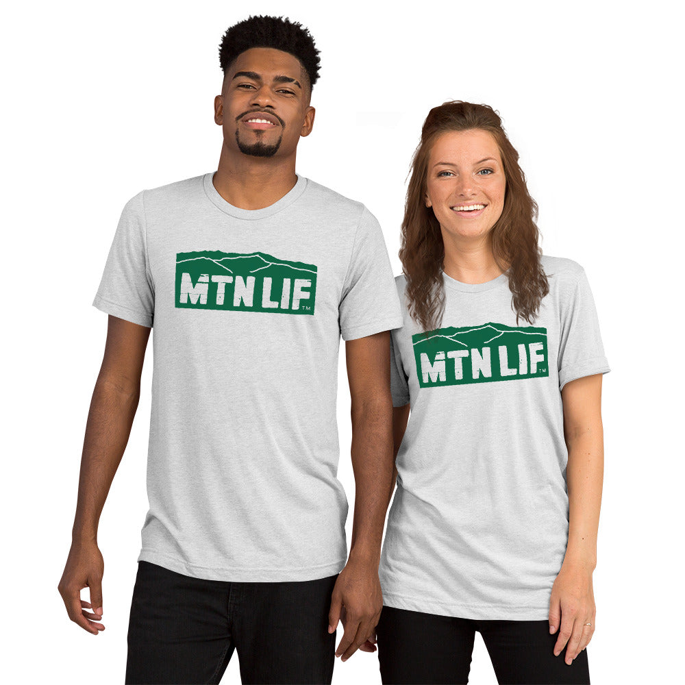 MTN LIF™ Unisex TRIBLEND short sleeve tee- GREEN mtn logo