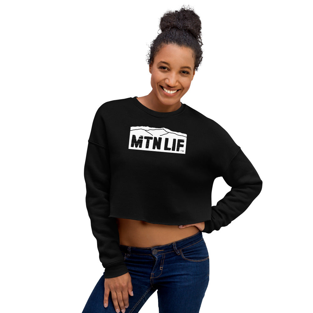 MTN LIF™ Cropped Sweatshirt- WHITE mtn logo
