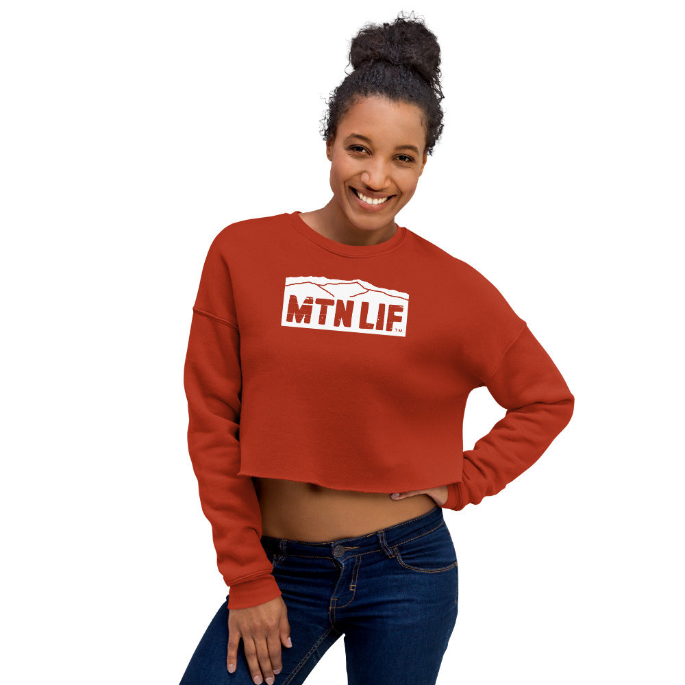 MTN LIF™ Cropped Sweatshirt- WHITE mtn logo