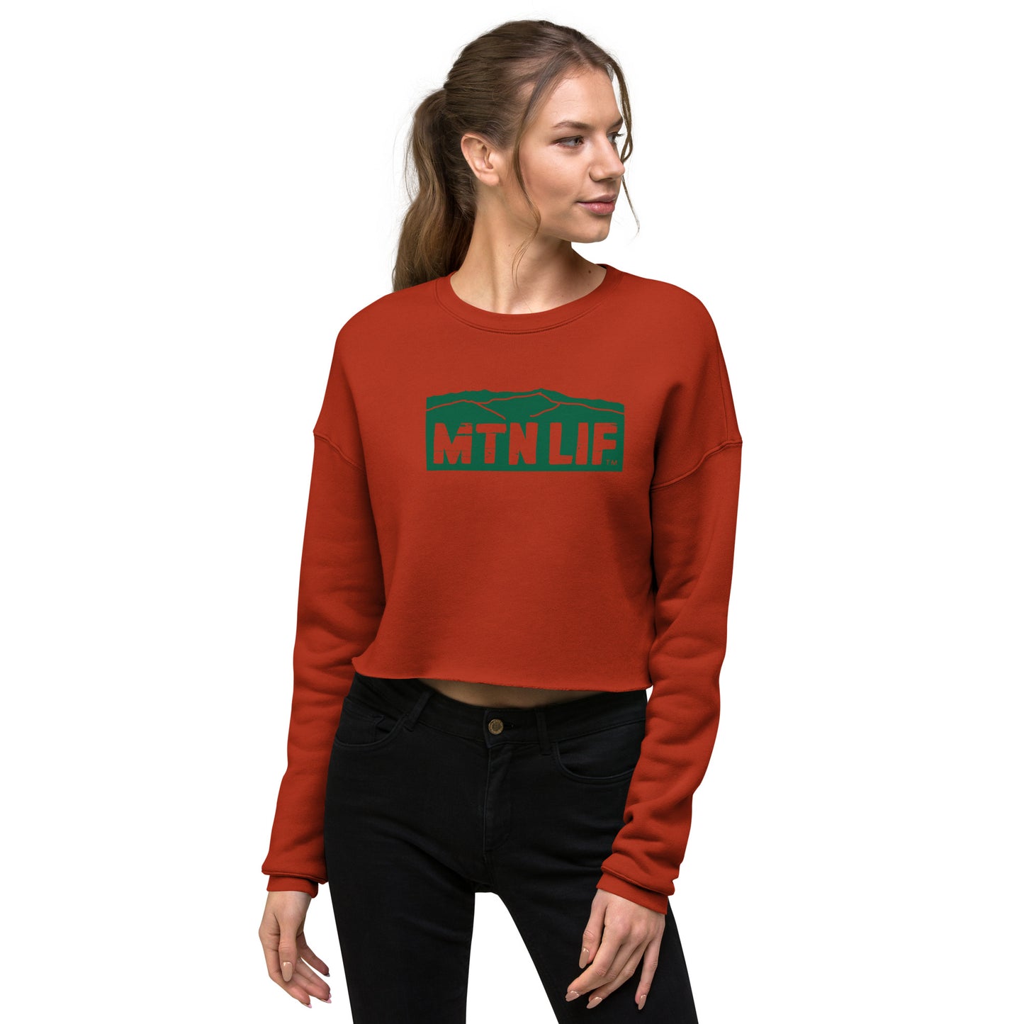 MTN LIF™ Cropped Sweatshirt- GREEN mtn logo