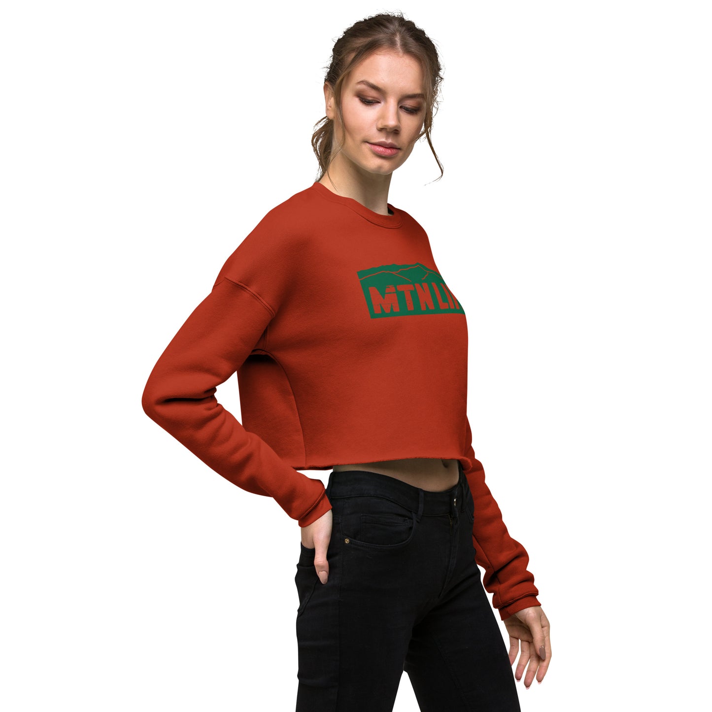 MTN LIF™ Cropped Sweatshirt- GREEN mtn logo