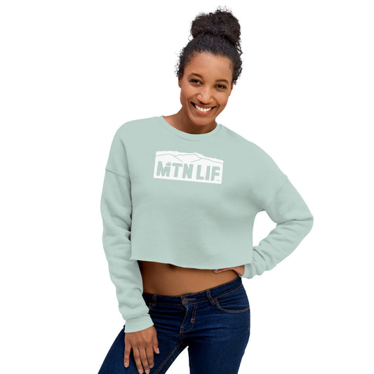 MTN LIF™ Cropped Sweatshirt- WHITE mtn logo
