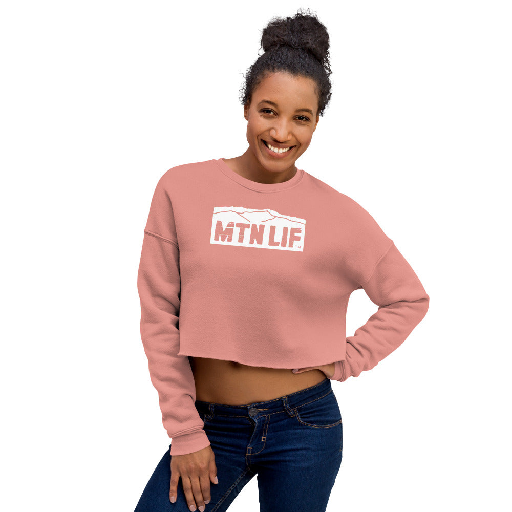 MTN LIF™ Cropped Sweatshirt- WHITE mtn logo