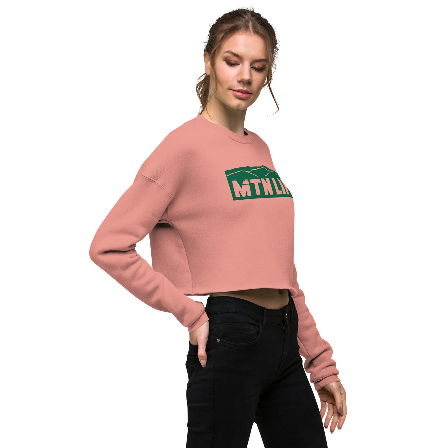 MTN LIF™ Cropped Sweatshirt- GREEN mtn logo