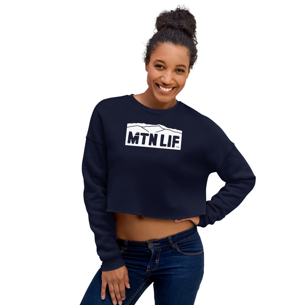 MTN LIF™ Cropped Sweatshirt- WHITE mtn logo