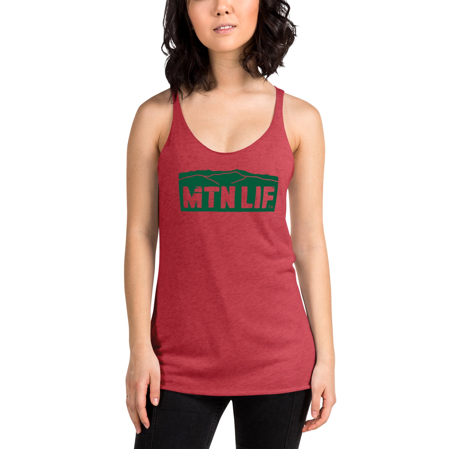 MTN LIF™ Women's Racerback Tank- GREEN mtn logo