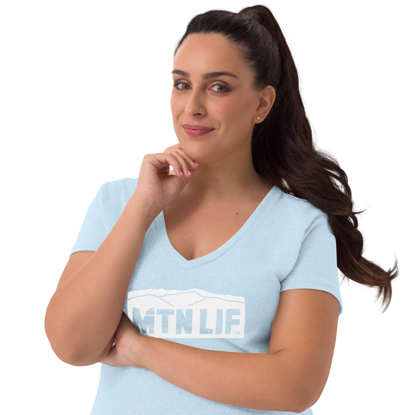 MTN LIF™ Women’s recycled V-neck t-shirt WHITE mtn logo