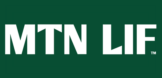 MTN LIF™ car MAGNET WHITE on dark green 3x6" Arm font