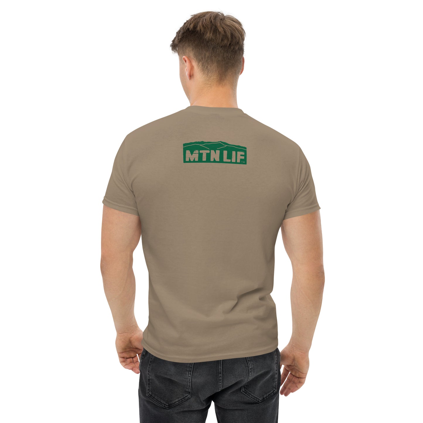 MTN LIF™ Men's classic tee GREEN mtn logo FRONT+BACK!