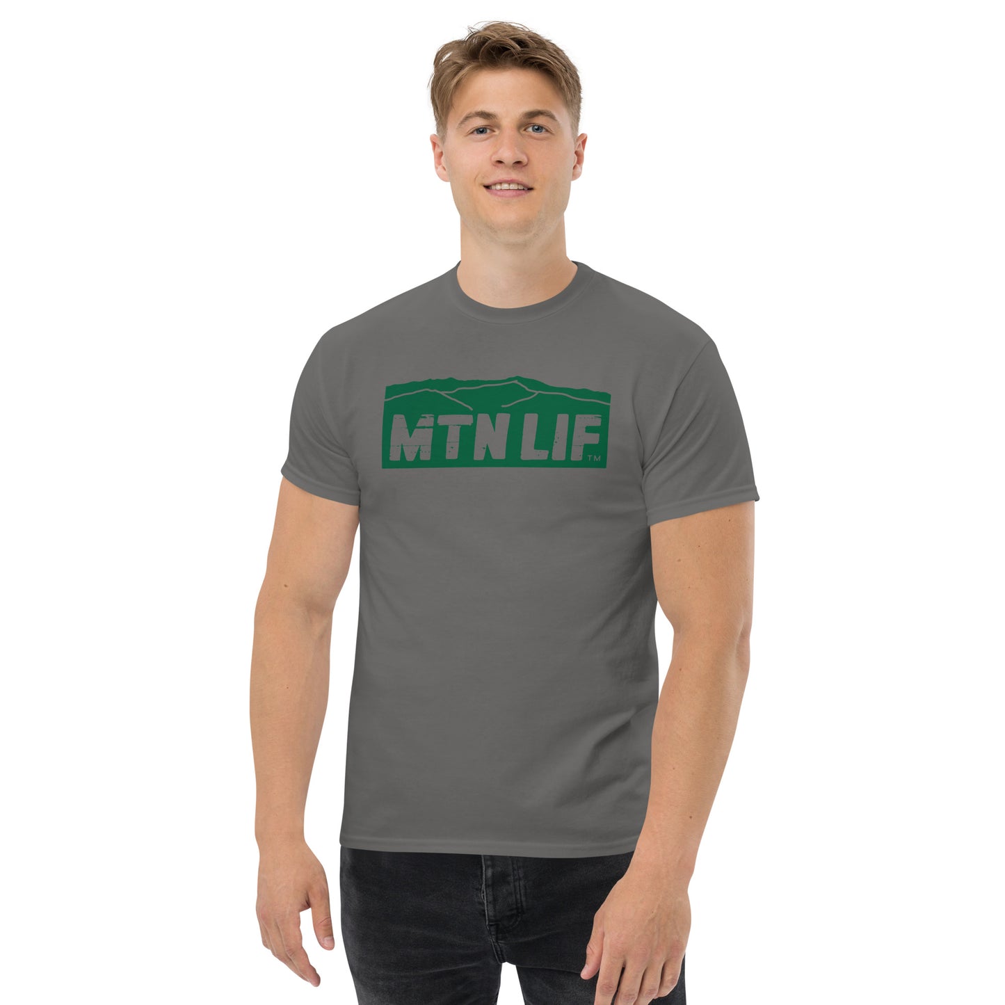 MTN LIF™ Men's classic tee GREEN mtn logo FRONT+BACK!