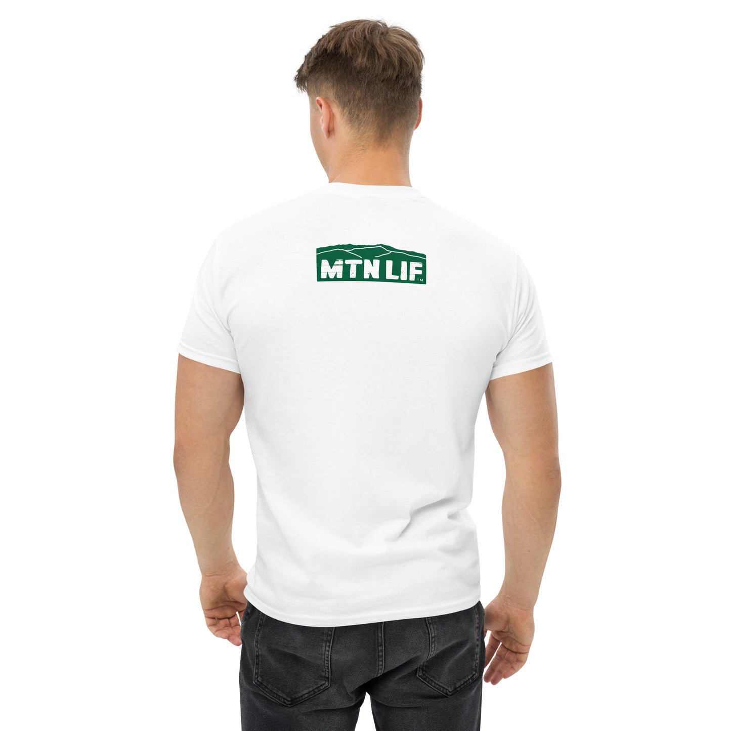 MTN LIF™ Men's classic tee GREEN mtn logo FRONT+BACK!