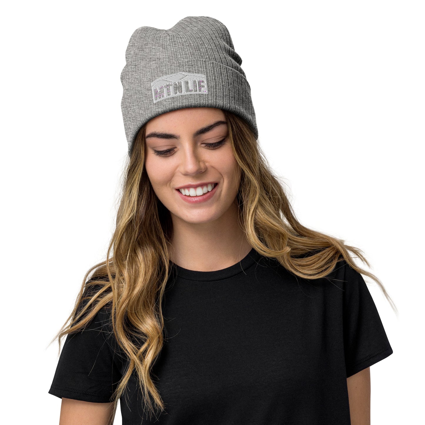 MTN LIF™ Ribbed knit beanie-embroidered SILVER mtn logo