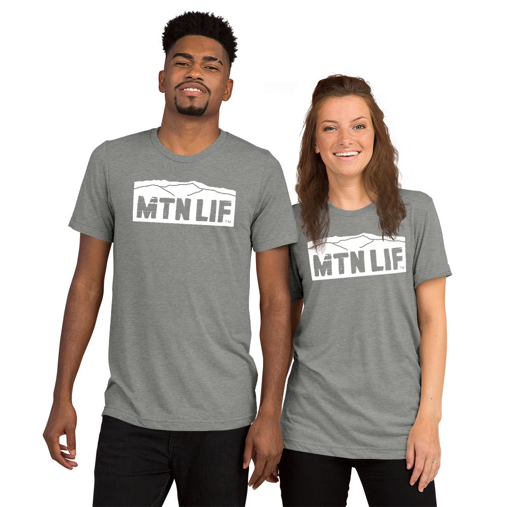 MTN LIF™ Unisex TRIBLEND short sleeve tee- WHITE mtn logo