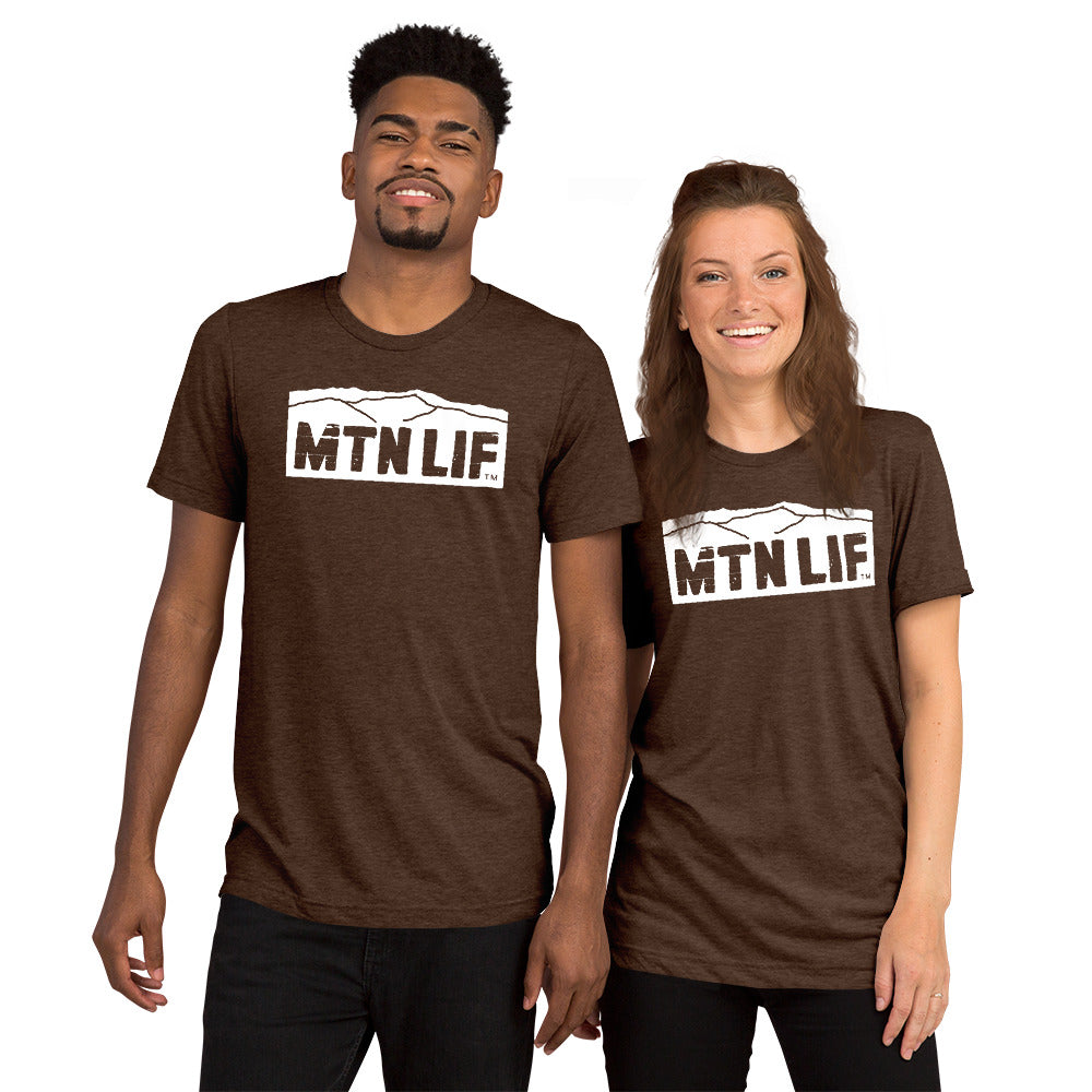 MTN LIF™ Unisex TRIBLEND short sleeve tee- WHITE mtn logo