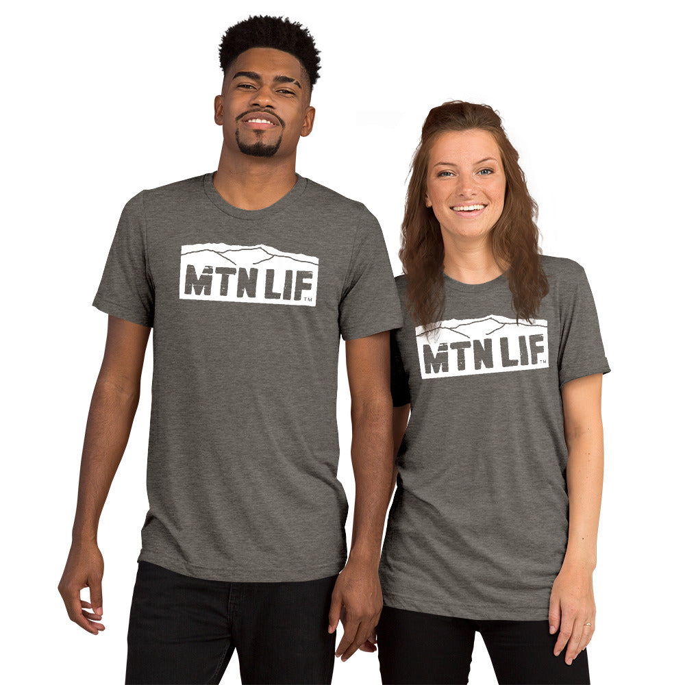 MTN LIF™ Unisex TRIBLEND short sleeve tee- WHITE mtn logo