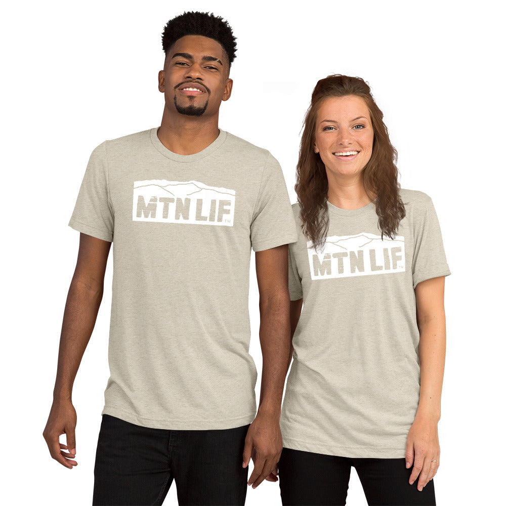 MTN LIF™ Unisex TRIBLEND short sleeve tee- WHITE mtn logo