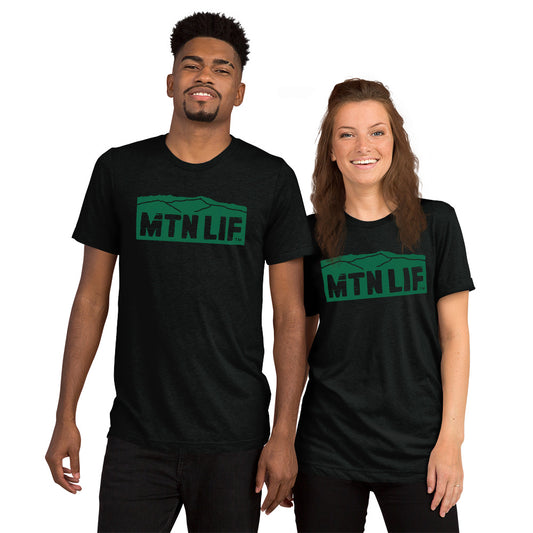 MTN LIF™ Unisex TRIBLEND short sleeve tee- GREEN mtn logo