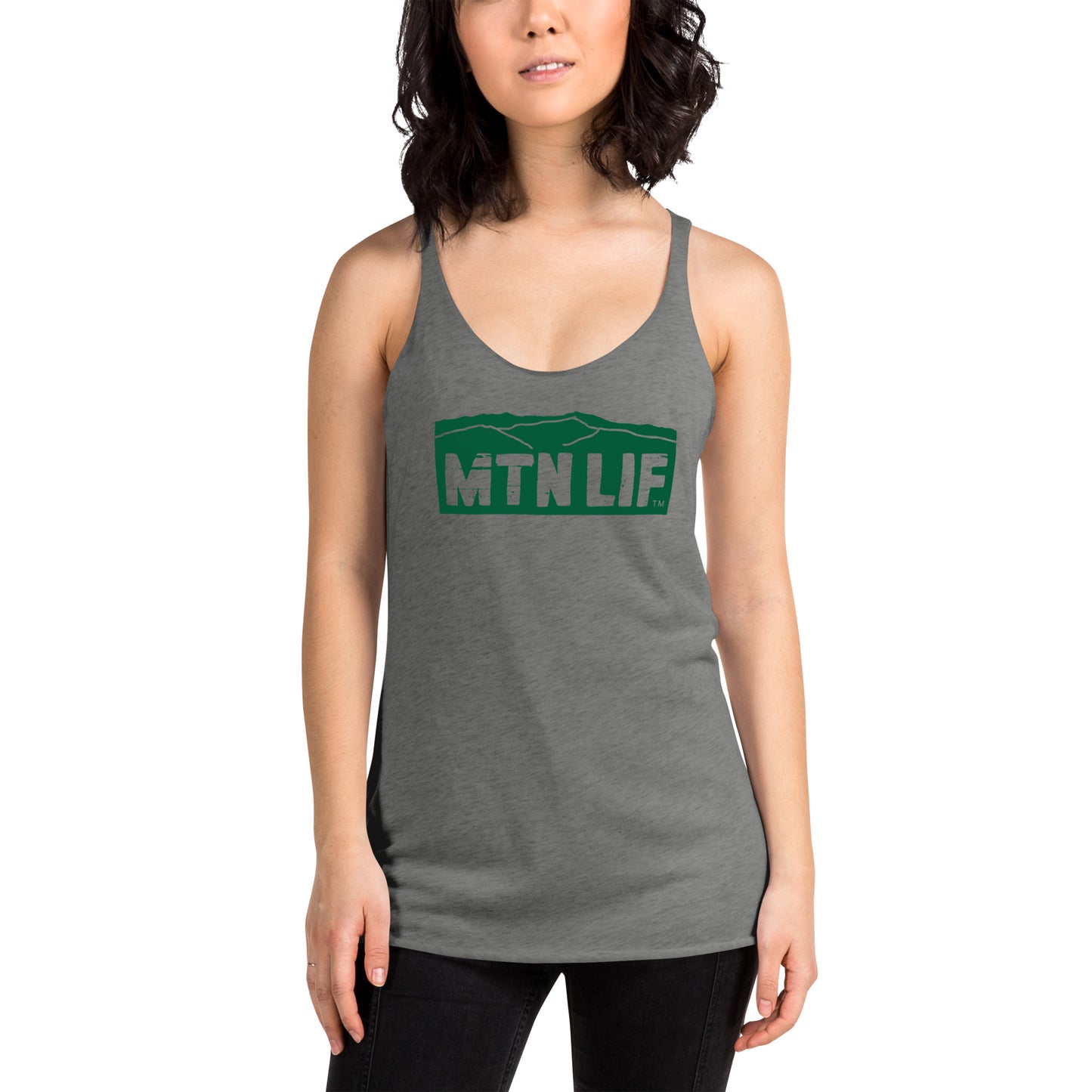 MTN LIF™ Women's Racerback Tank- GREEN mtn logo